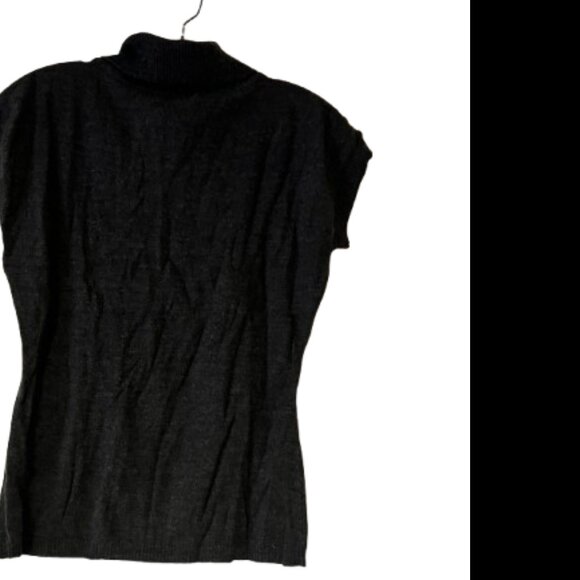 Will Smith Dark Gray Cap Sleeve Turtleneck Sweater - 100% Wool - Medium - Picture 2 of 5
